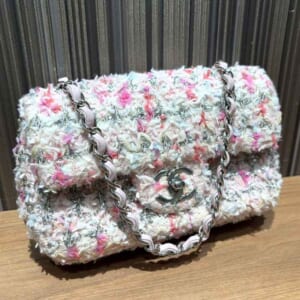 シャネル フラップ ミニ チェーンショルダーバッグ ピンク ツイード シルバー金具 A69900