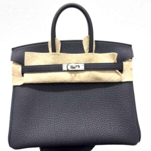 エルメス バーキン25 黒 トゴ シルバー金具 K刻印