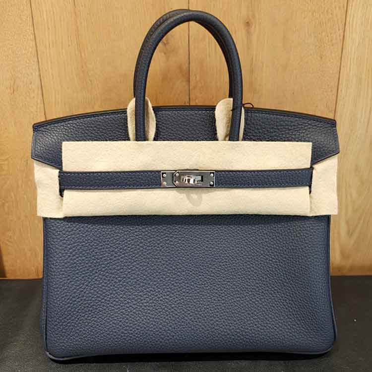 エルメス バーキン25 ブルーニュイ トゴ シルバー金具 K刻印