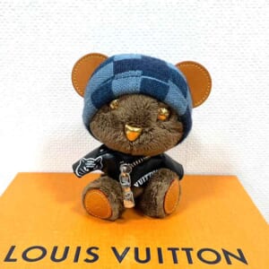 ルイ・ヴィトン バッグチャーム・LV ルイ ベア ブラウン/ブルー フェイクファー ゴールド/シルバー金具 M03206