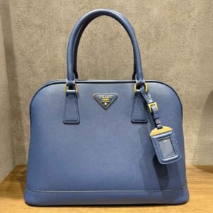 プラダ 2WAY ハンドバッグ ブルー レザー ゴールド金具 BL0812