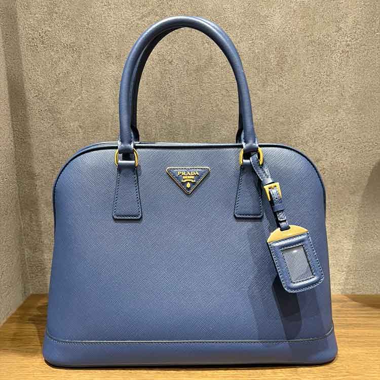 プラダ 2WAY ハンドバッグ ブルー レザー ゴールド金具 BL0812