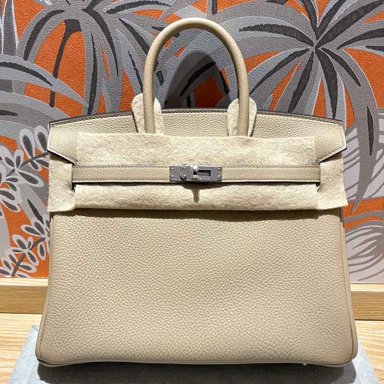 エルメス バーキン25 トレンチ トゴ シルバー金具 K刻印