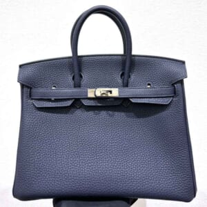 エルメス バーキン25 ブルーニュイ トゴ シルバー金具 A刻印