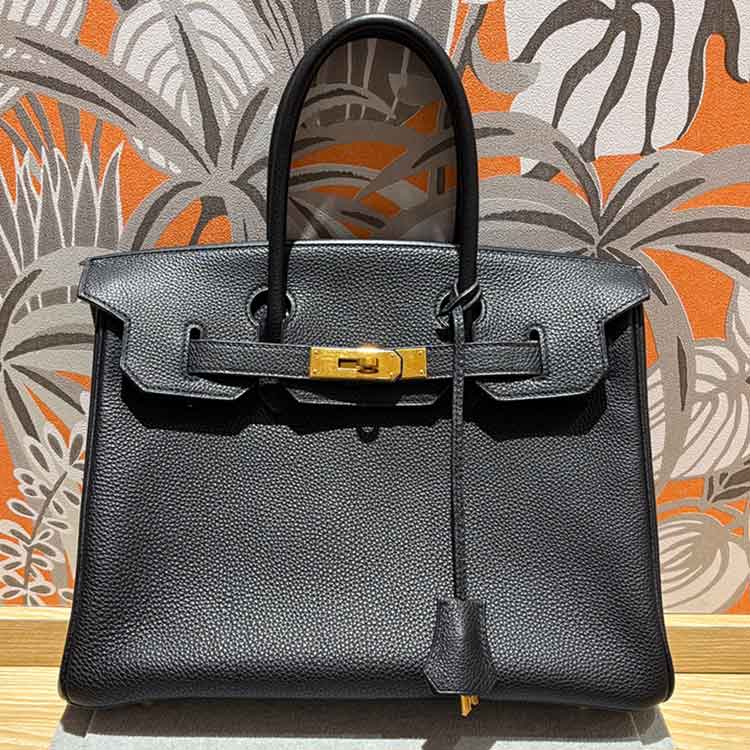 エルメス バーキン30 黒 トゴ ゴールド金具 □J刻印