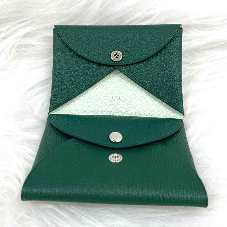 エルメス カルヴィ デュオ ヴェルソ ヴェールヴェルティゴ/ミント シェブルミゾル シルバー金具W刻印