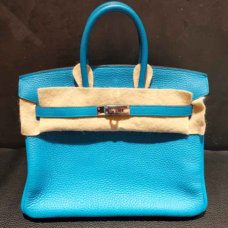 エルメス バーキン25 ブルーザンジバル トゴ シルバー金具 A刻印