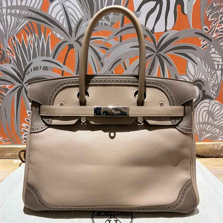 エルメス バーキン30 ギリーズ アルジル/エトゥープ スイフト シルバー金具 □P刻印
