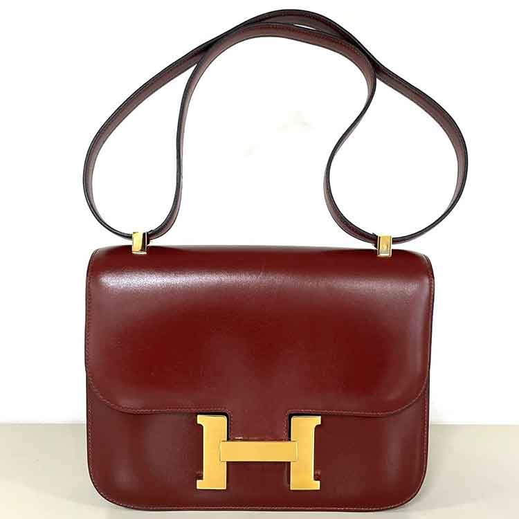 エルメス コンスタンス23 ルージュアッシュ ボックスカーフ ゴールド金具