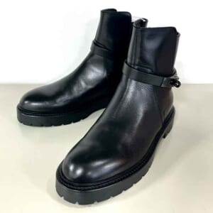 エルメス ショートブーツ ジェフ 41 黒 レザー クローム金具