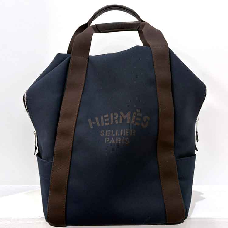 エルメス サック・ド・パンサージュ グルーム ネイビー/フー/オレンジ キャンバス/レザー