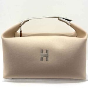 エルメス ブリッド・ア・ブラックGM ベージュ キャンバス シルバー金具