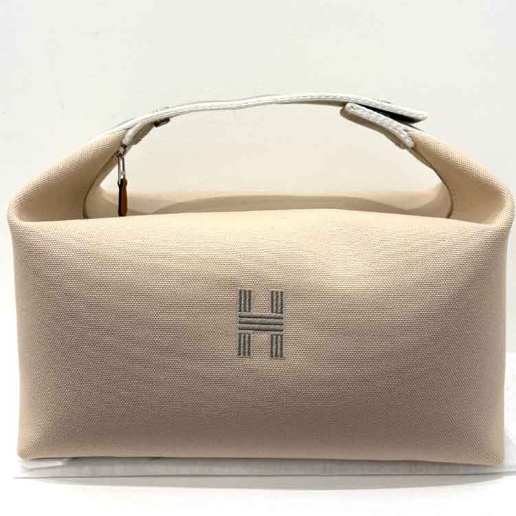 エルメス ブリッド・ア・ブラックGM ベージュ キャンバス シルバー金具