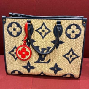 ルイ・ヴィトン モノグラム・ラフィア オンザゴーMM ブルー ゴールド金具 M57723