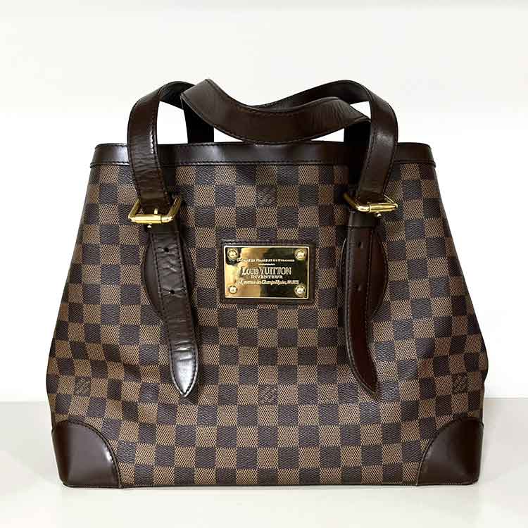 ルイ・ヴィトン ダミエ・エベヌ ハムステッドMM レッド ゴールド金具 N51204