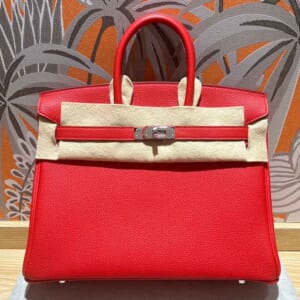 エルメス バーキン25 ルージュラデュー トゴ シルバー金具 K刻印