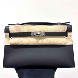 エルメス ポシェットケリー 黒 スイフト シルバー金具 K刻印