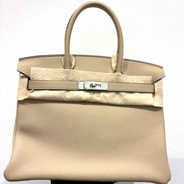 エルメス バーキン30 トレンチ トゴ シルバー金具 K刻印