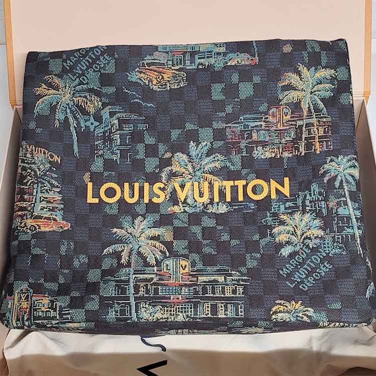 ルイ・ヴィトン ショッパー・トートMM マリーナブルー ダミエ・パームツリー ジャカードコットン ゴールド金具 N00218