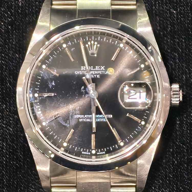 ロレックス オイスター パーペチュアル デイト 34mm ブラック文字盤 SS 15200