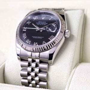 ロレックス デイトジャスト 36mm ブラック文字盤 SS/K18ホワイトゴールド ジュビリーブレス 116234
