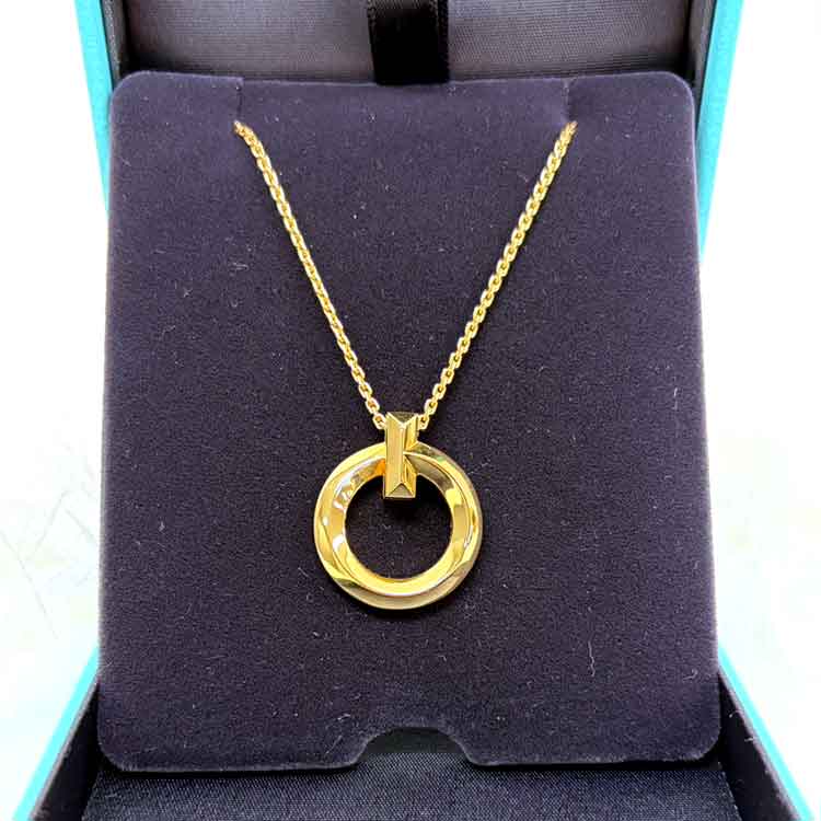 ティファニー Tワン サークル ネックレス K18イエローゴールド