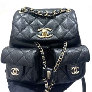 シャネル マトラッセ ココマーク バックパック ブラック キャビアスキン シャンパンゴールド金具 AS3787