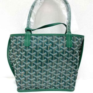 ゴヤール アンジュ ミニ ポーチ グリーン レザー/PVC シルバー金具