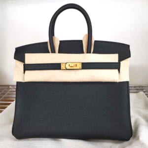 エルメス バーキン25 黒 トゴ マットゴールド金具 K刻印