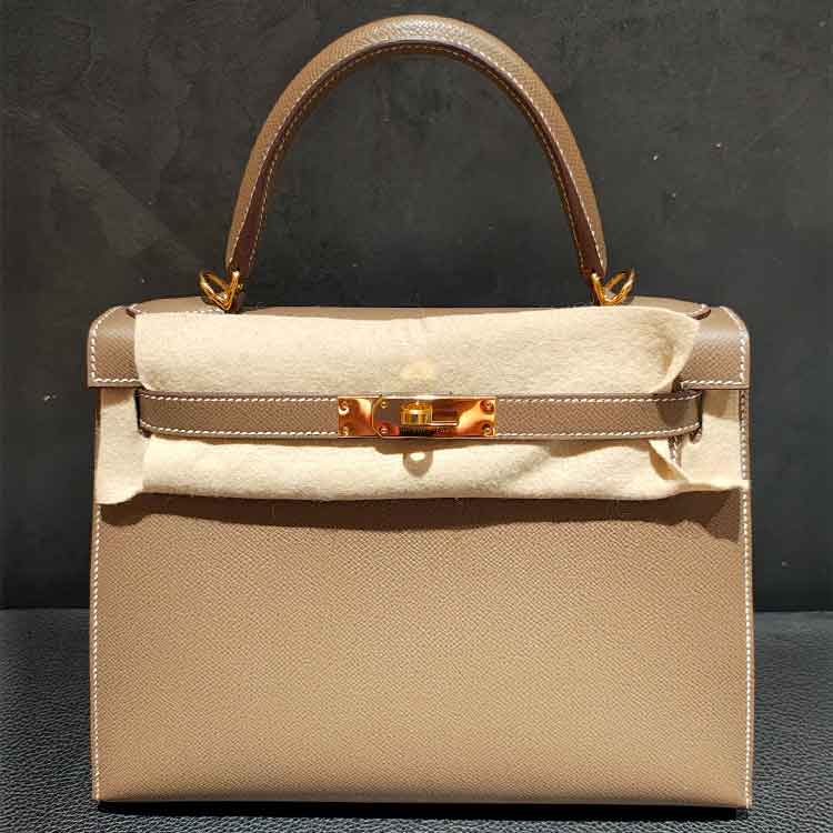 エルメス ケリー28 セリエ(外縫い) エトゥープ エプソン ゴールド金具 Y刻印