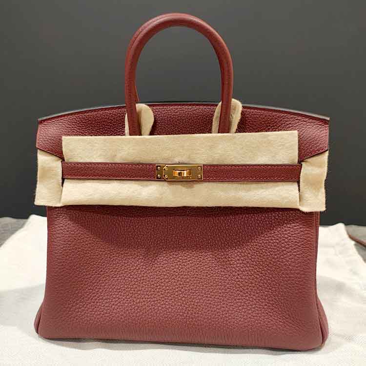 エルメス バーキン25 ルージュアッシュ トゴ ゴールド金具 K刻印