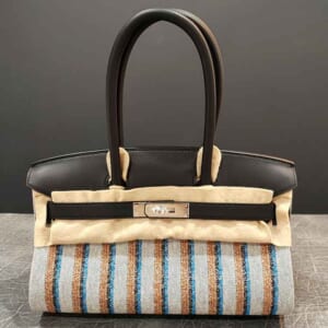 エルメス ショルダーバーキン29 黒/エクリュ/フォーヴ/ブルーザンジバル トワルアッシュ/スイフト シルバー金具 K刻印