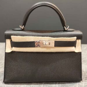 エルメス ミニケリー2 黒 エプソン シルバー金具 K刻印