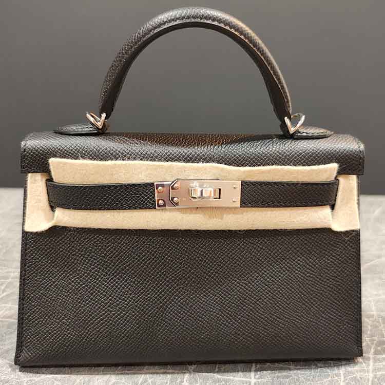 エルメス ミニケリー2 黒 エプソン シルバー金具 K刻印