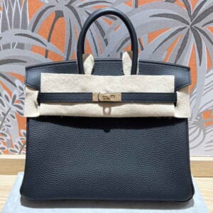 エルメス バーキン25 黒 トゴ シャンパンゴールド金具 K刻印