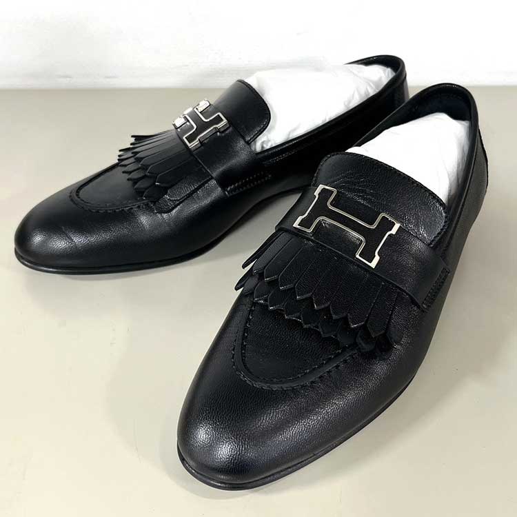 エルメス ロワイヤル ローファー 35H 黒 レザー シルバー金具