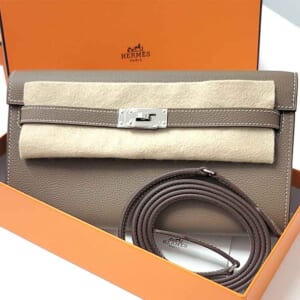 エルメス ケリーウォレットロング トゥーゴー エトゥープ エバーカラー シルバー金具 W刻印