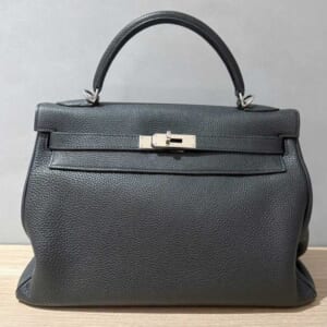 エルメス ケリー32 黒 トゴ シルバー金具 □M刻印