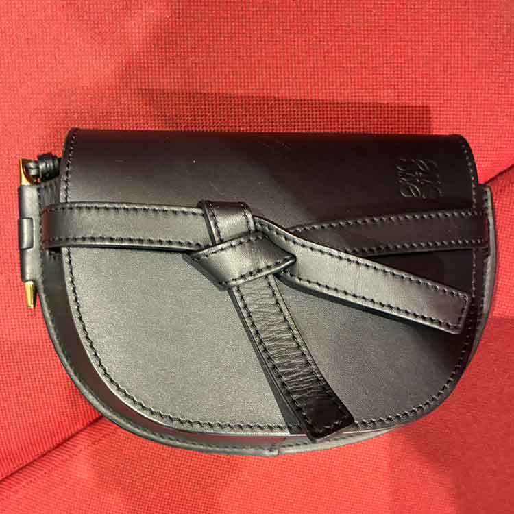 ロエベ ゲート デュアル ショルダーバッグ ミニ 黒 レザー シルバー金具 A650N46X28