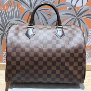 ルイ・ヴィトン ダミエ・エベヌ スピーディ・バンドリエール30 レッド ゴールド金具