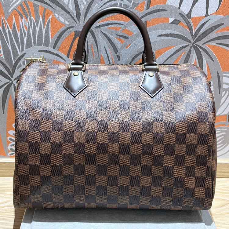 ルイ・ヴィトン ダミエ・エベヌ スピーディ・バンドリエール30 レッド ゴールド金具