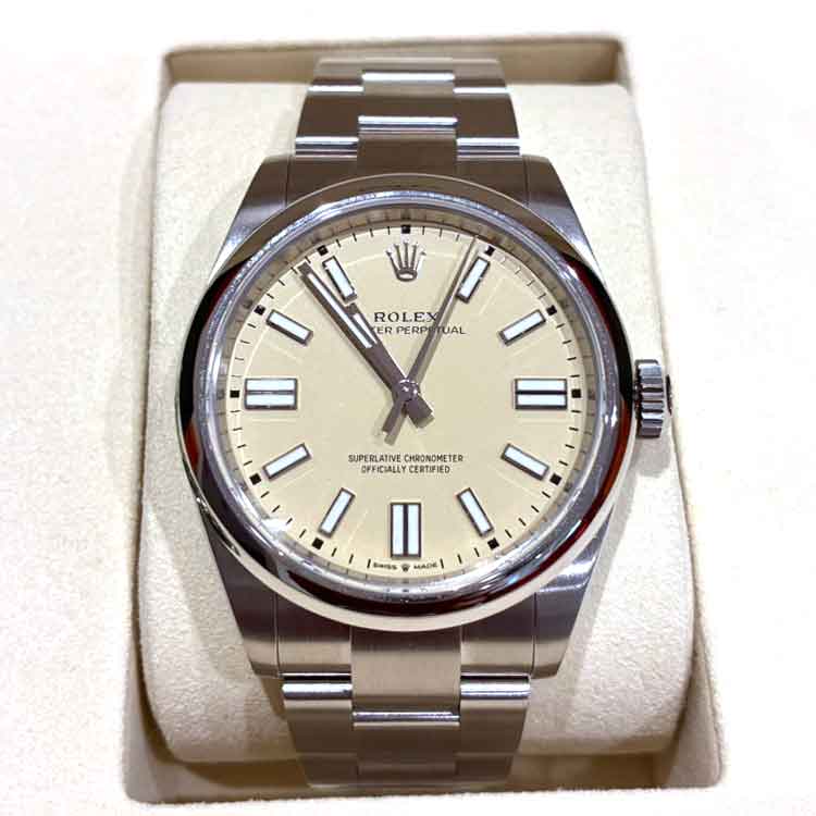 ロレックス オイスター パーペチュアル 41mm ベージュ SS オイスターブレス 134200