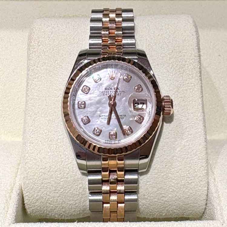 ロレックス デイトジャスト ホワイトシェル文字盤 10Pダイヤモンド SS/K18ピンクゴールド