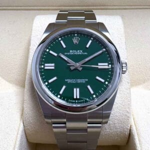 ロレックス オイスター パーペチュアル 41mm グリーン文字盤 SS オイスターブレス 124300