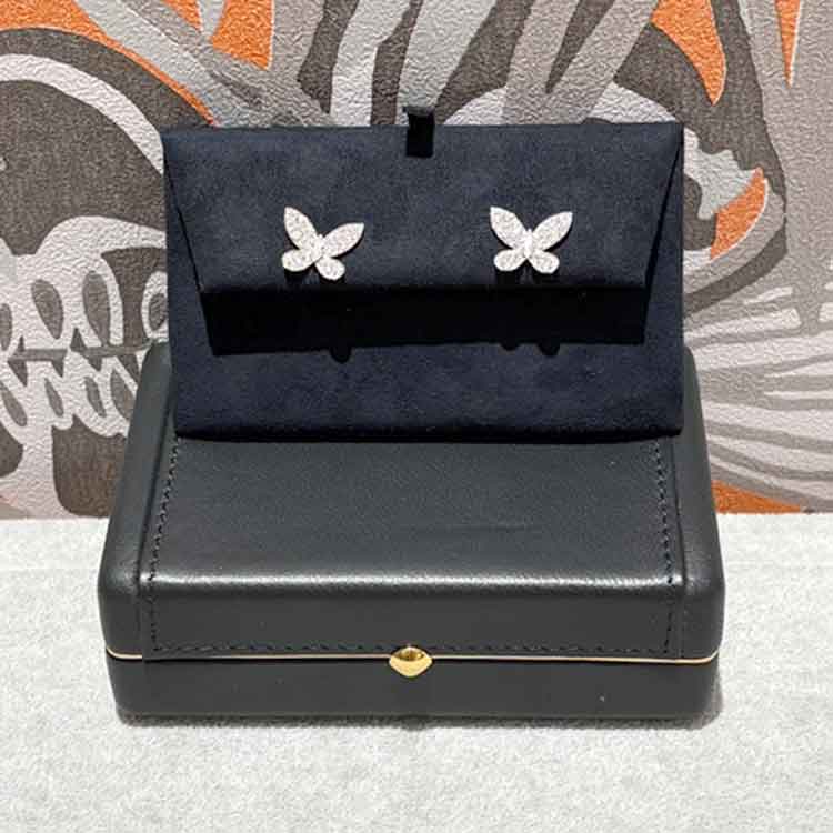 グラフ バタフライ スモール スタッド ピアス パヴェ ダイヤモンド 1.10ct K18ホワイトゴールド