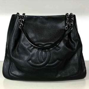シャネル ココマーク ワンショルダー チェーンバッグ 黒 キャビアスキン シルバー金具