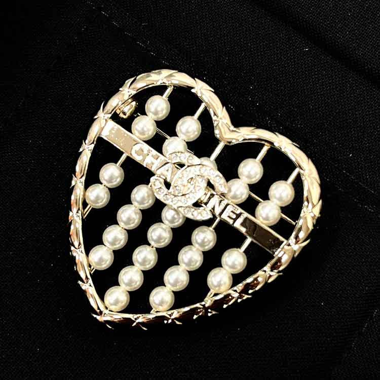 シャネル ハート ブローチ ゴールド フェイクパール ゴールド金具