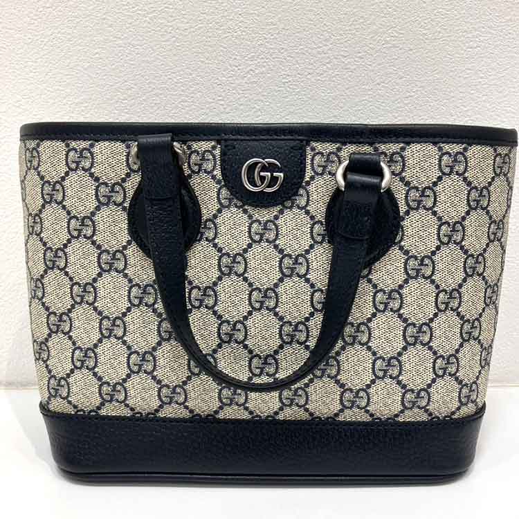 グッチ オフィディア ダブルG スモール トートバッグ ネイビー/ベージュ