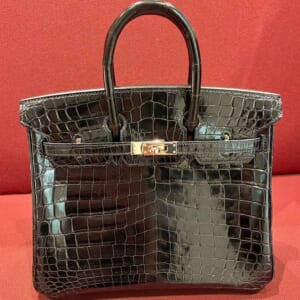 エルメス バーキン25 黒 ニロティカスシャイン ゴールド金具 □M刻印