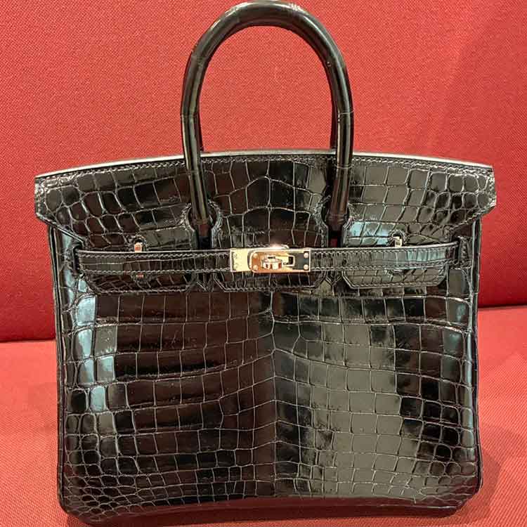 エルメス バーキン25 黒 ニロティカスシャイン ゴールド金具 □M刻印